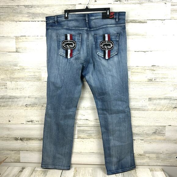 Ecko Unltd Men’s 42 Athletic Fit Light Wash Y2K Skater Grunge Denim Jeans NEW - Picture 2 of 8